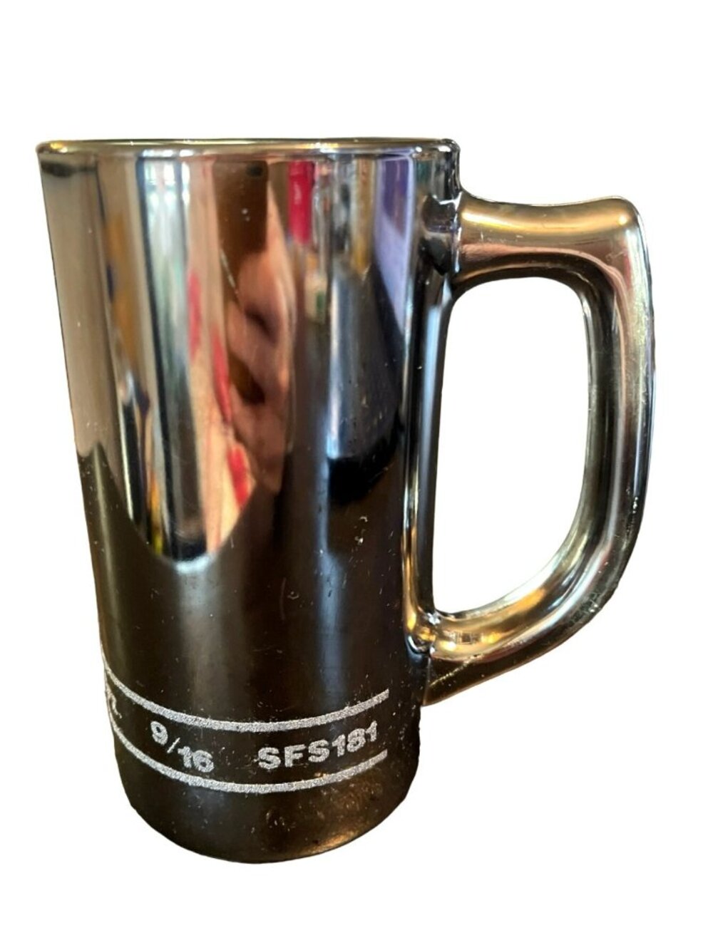 Snap-on USA Silver Beer Stein Glass Mug 12oz 9/16 SFS181 Pat. No. 3273430